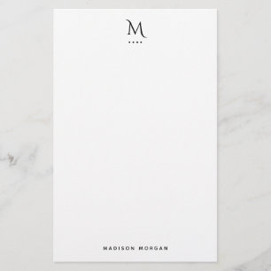 Modern Initial Letterpress Simple Black Stationery