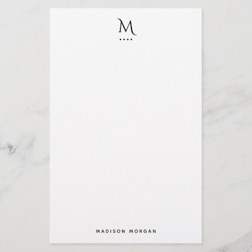 Modern Initial Letterpress Simple Black Stationery