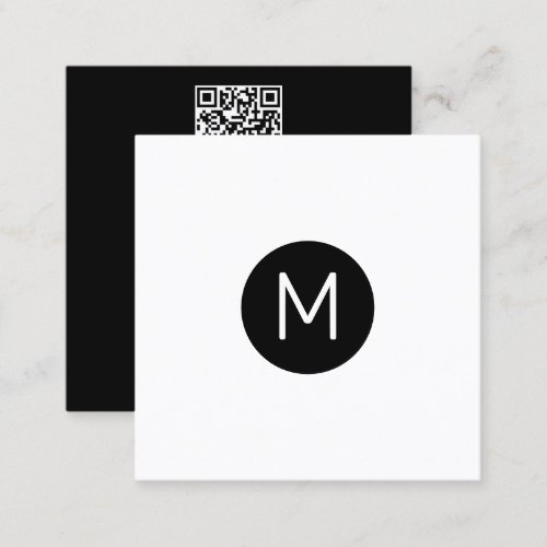 Modern Initial Minimalist QR Code Professional  Square Business Card