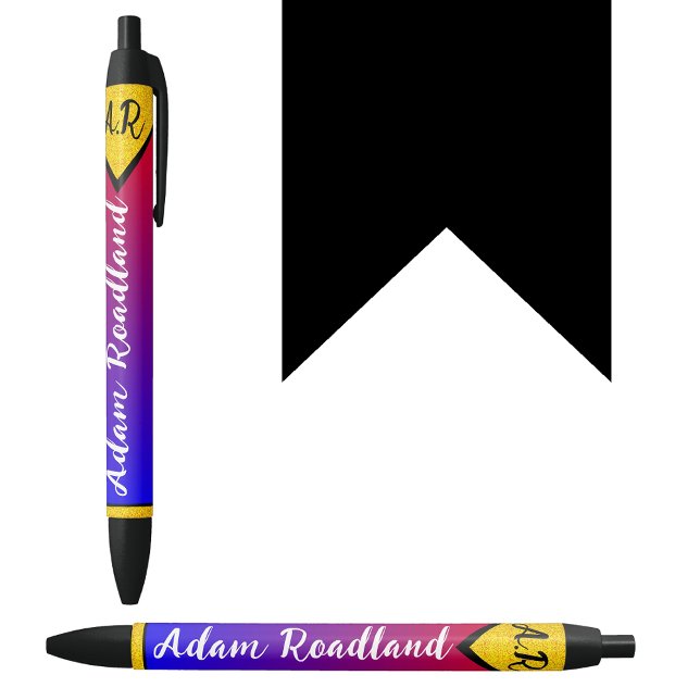 Modern Initial Monogram Name, Affordable Luxury  Pen (Modern style pen
Blue red gold pen
Initial monogrammed name pen
Affordable luxury pen)