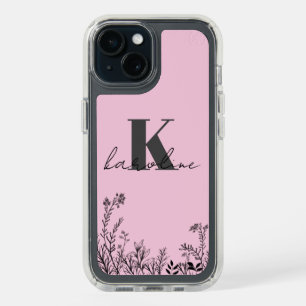 Modern Initial Monogram Name   Wildflowers iPhone 15 Case