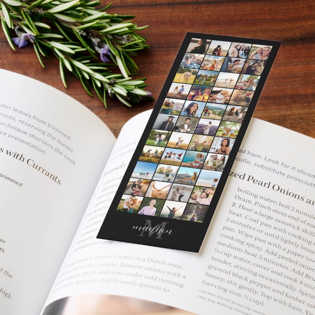 Modern Initial Monogram Personalized Photo Collage Bookmarks (Book)