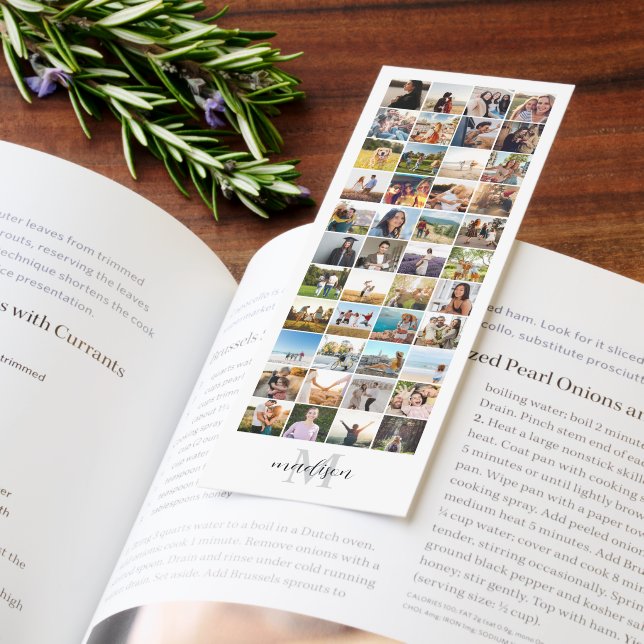 Modern Initial Monogram Personalized Photo Collage Bookmarks (Book)