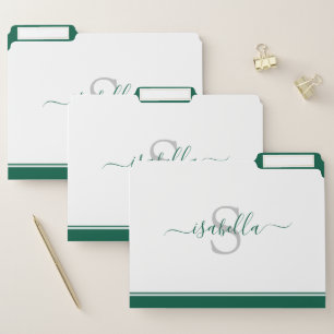 Modern Initial Monogram Professional Green File Folder