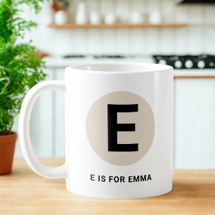 Modern Initial Mug – “E is for [Name]” Design
