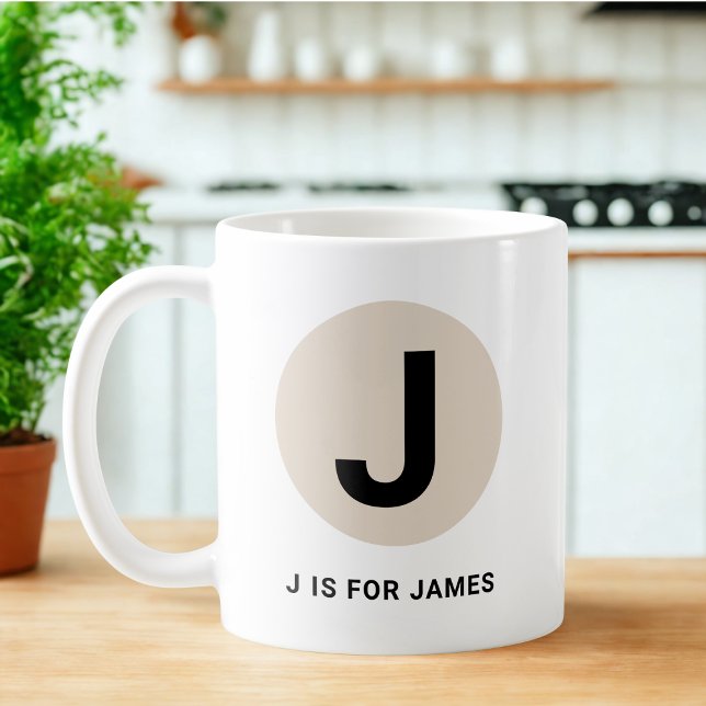 Modern Initial Mug – “J is for [Name]” Design (Creator Uploaded)
