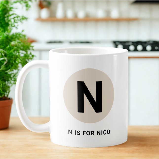 Modern Initial Mug – “N is for [Name]” Design (Creator Uploaded)