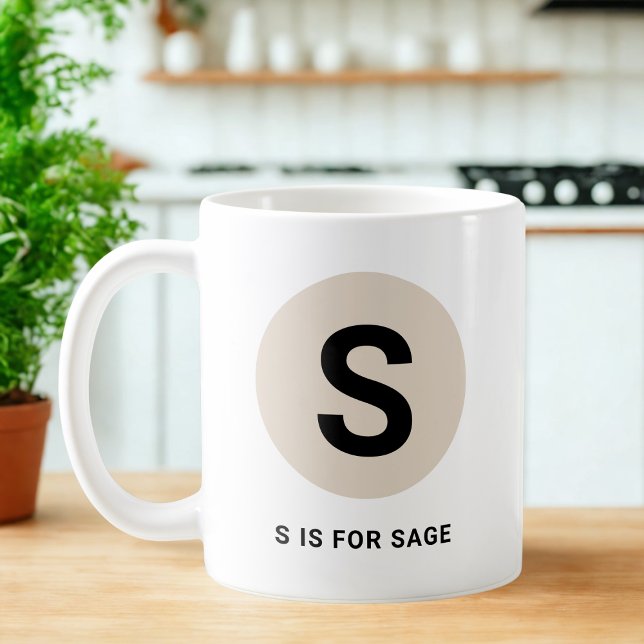 Modern Initial Mug – “S is for [Name]” Design (Creator Uploaded)