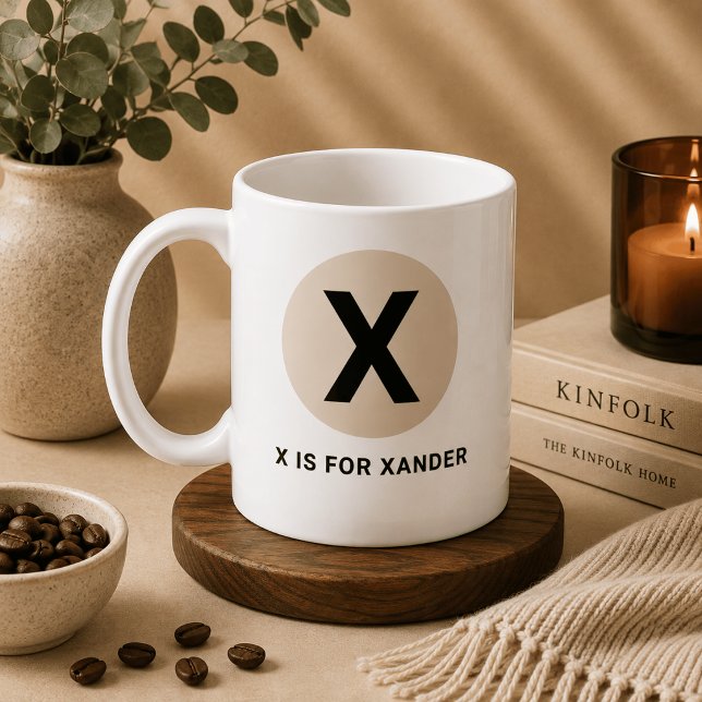Modern Initial Mug – “X is for [Name]” Design (Creator Uploaded)