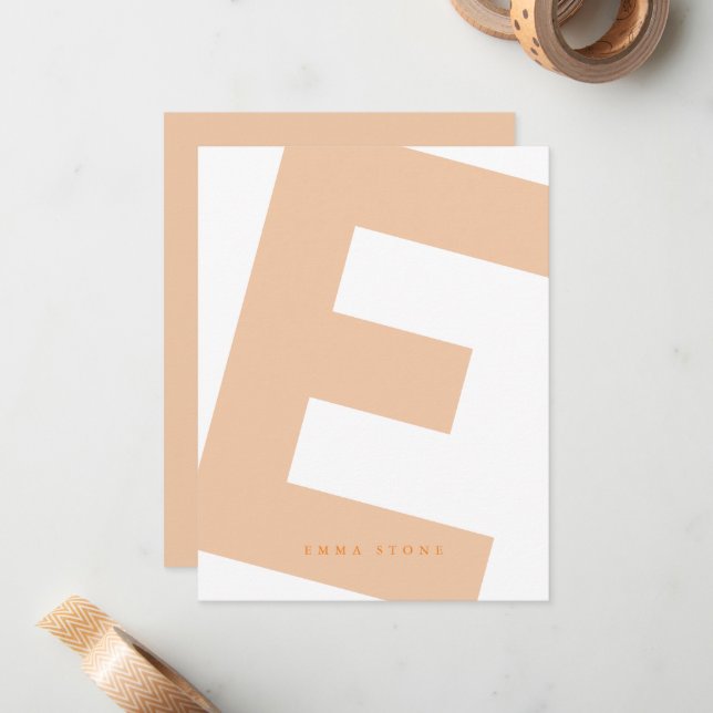 Modern Initial Oversized Monogram and Name Note Card (Front/Back In Situ)