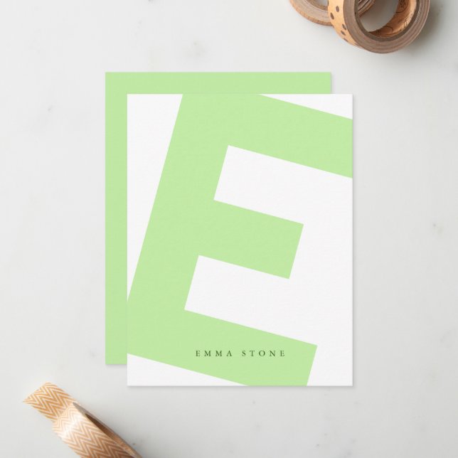 Modern Initial Oversized Monogram and Name Note Card (Front/Back In Situ)