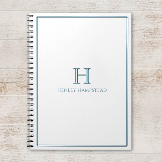 Modern Initial Patina Blue Border Notebook (Creator Uploaded)