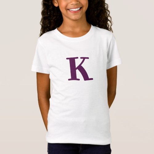 Modern Initial Purple Letter T_Shirt