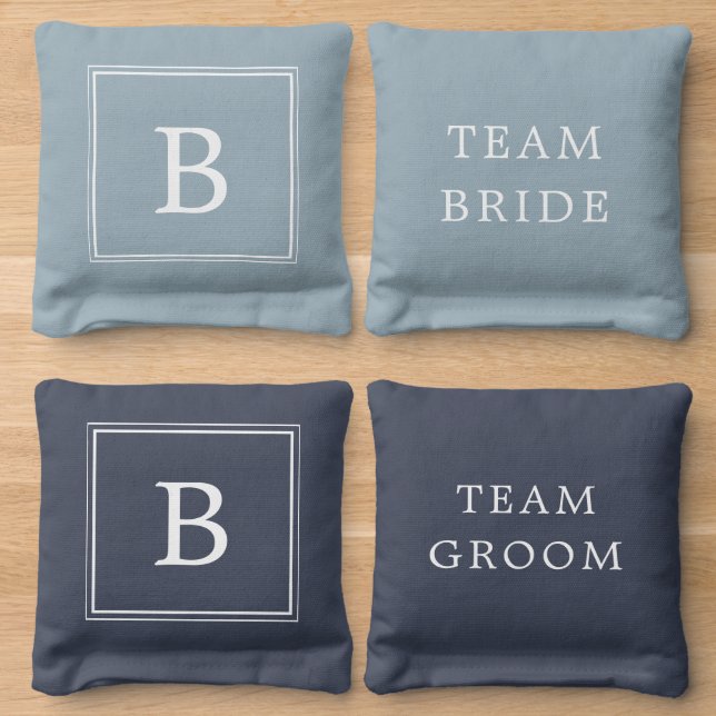 Modern Initial Wedding Cornhole Bags (Wood)