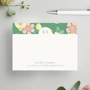 Modern Initials Boho Floral Colorful Post-it Notes