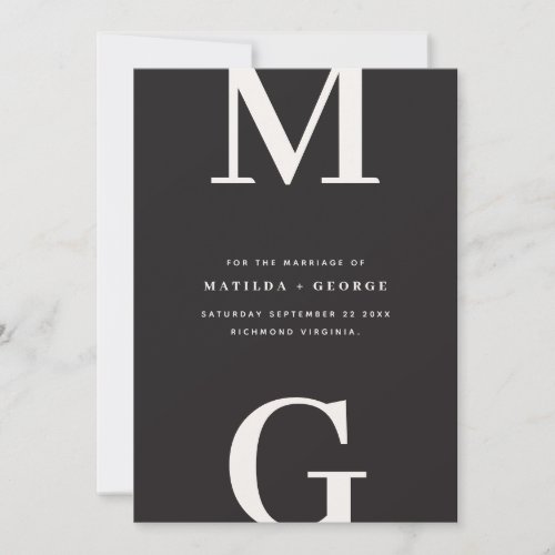 Modern initials bold graphic typography wedding save the date