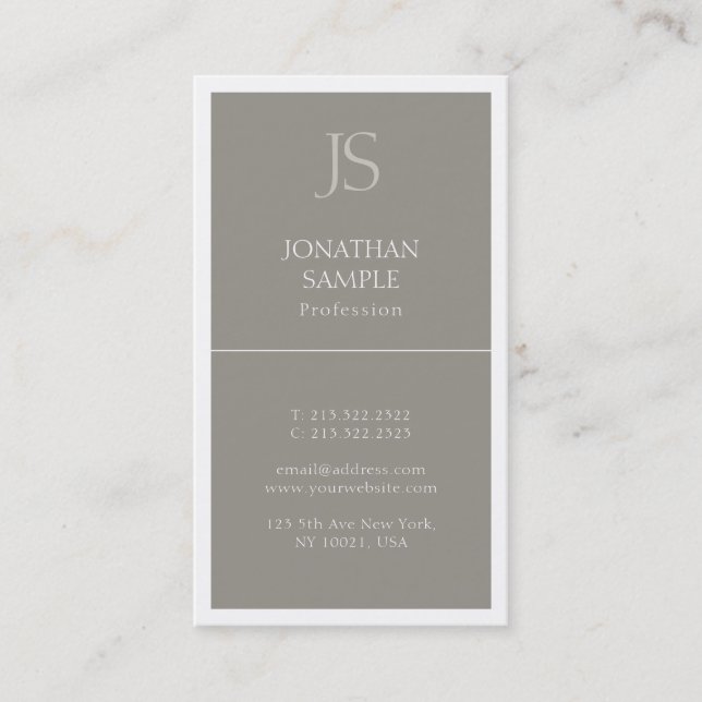 Modern Initials Elegant Chic Template Professional Business Card (Front)