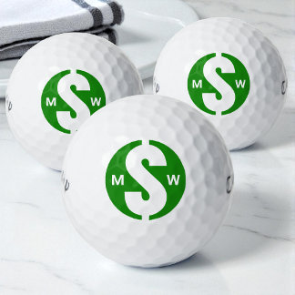 Modern Initials Fun Green Money Custom Monogram Golf Balls