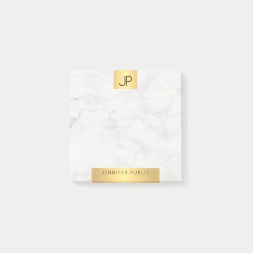 Modern Initials Gold And Marble Elegant Template Post_it Notes