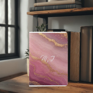 Modern Initials Monogram Bold Pink Magenta Agate Passport Holder