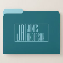 Modern Initials & Name | Dark Teal & Light Blue