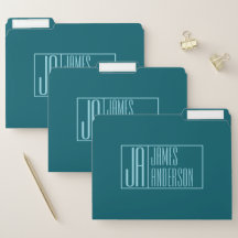 Modern Initials & Name | Dark Teal & Light Blue