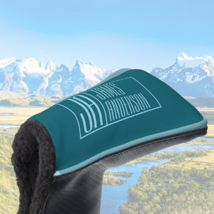 Modern Initials & Name   Dark Teal & Light Blue Golf Head Cover