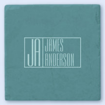 Modern Initials & Name | Dark Teal & Light Blue