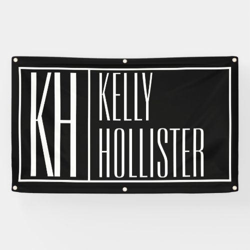 Modern Initials  Name Logo  Black  White Banner