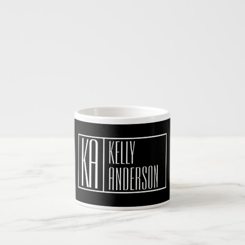 Modern Initials  Name Logo  Black  White Espresso Cup