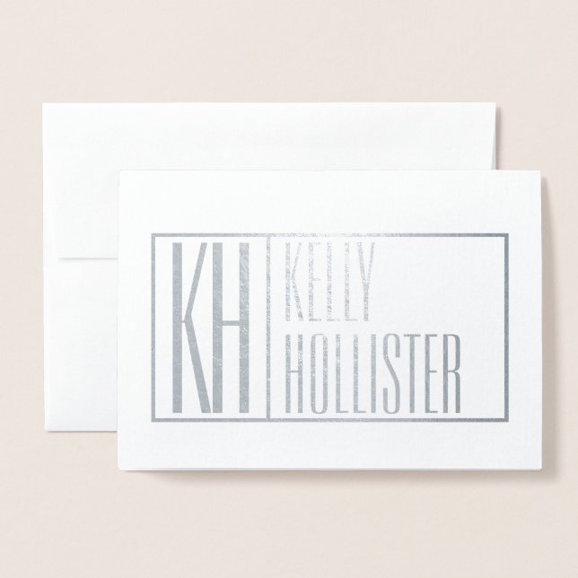 Modern Initials & Name Logo (Blank Inside) Foil Card (Front With Envelope)