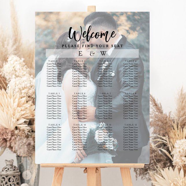 Modern Initials Photo Wedding Seating Chart Foam Board (Modern Initials Photo Wedding Seating Chart Foam Board)