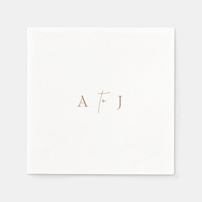  Modern Initials "to" Wedding Gold Cocktail Napkins (Front)