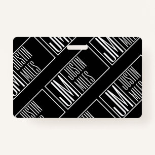 Modern Initials with Name Monogram Pattern Badge