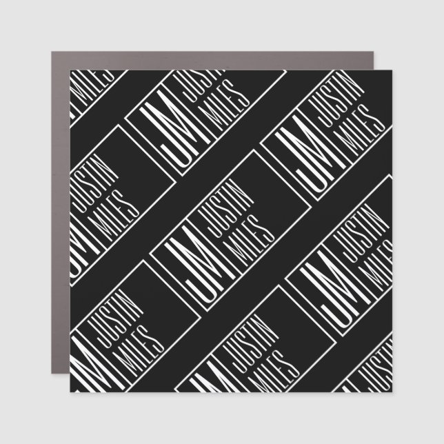 Modern Initials with Name Monogram Pattern Car Magnet (Front)