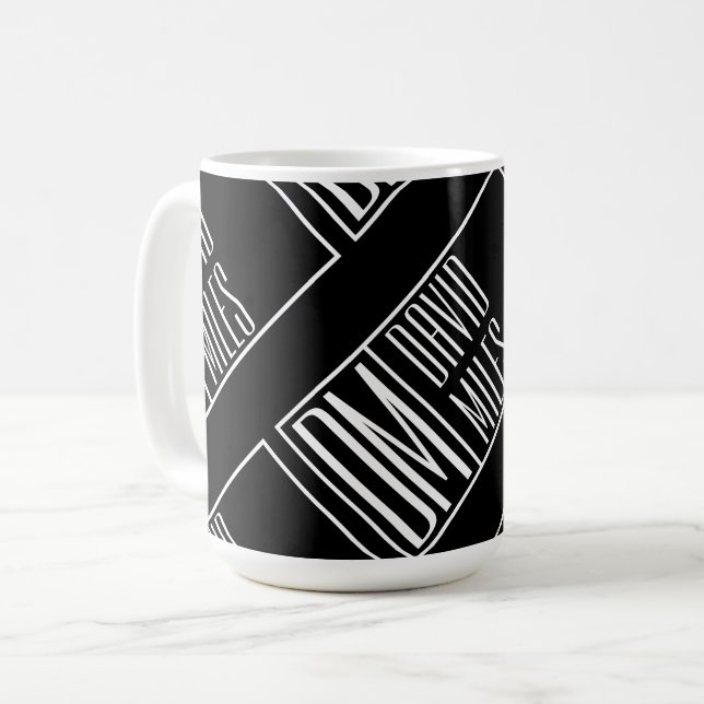 Modern Initials with Name Monogram Pattern Coffee Mug (Front Left)