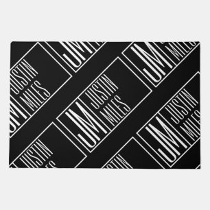 Modern Initials with Name Monogram Pattern Doormat