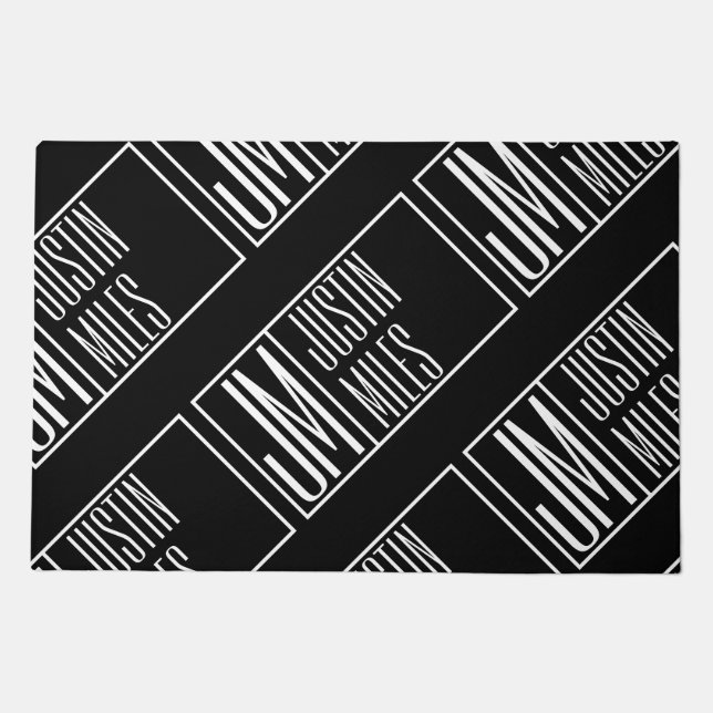 Modern Initials with Name Monogram Pattern Doormat (Front)