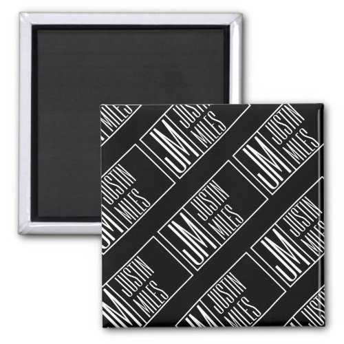 Modern Initials with Name Monogram Pattern Magnet