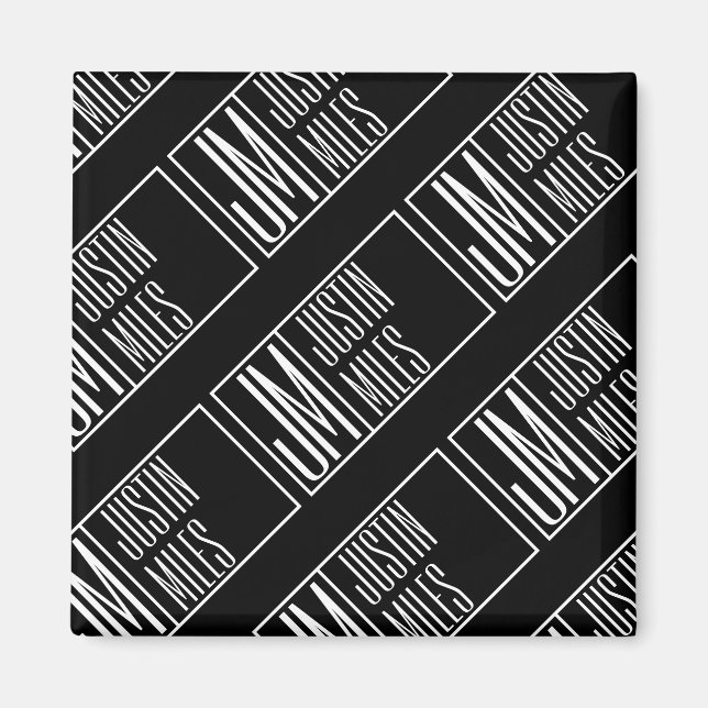 Modern Initials with Name Monogram Pattern Magnet (Front)
