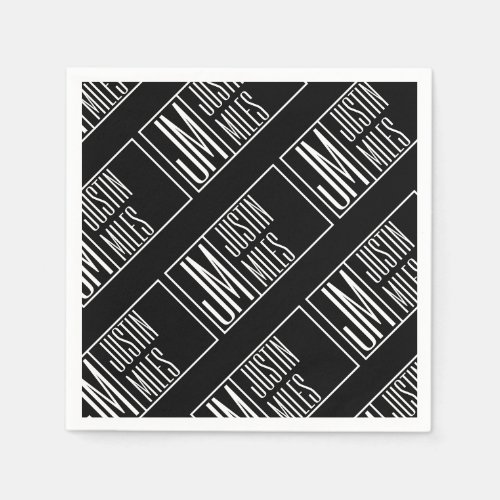 Modern Initials with Name Monogram Pattern Napkins