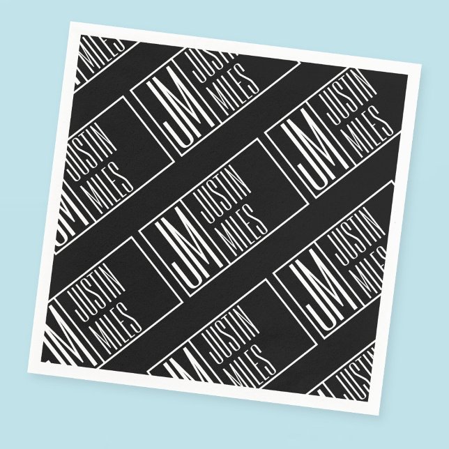 Modern Initials with Name Monogram Pattern Napkins (Creator Uploaded)