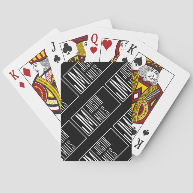 Modern Initials with Name Monogram Pattern Poker Cards (Back)