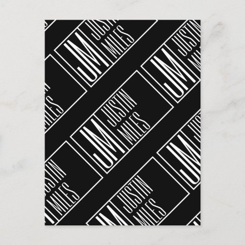 Modern Initials with Name Monogram Pattern Postcard