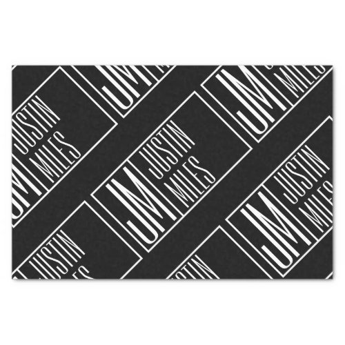 Modern Initials with Name Monogram Pattern Tissue Paper