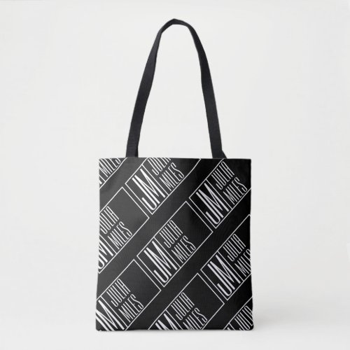 Modern Initials with Name Monogram Pattern Tote Bag