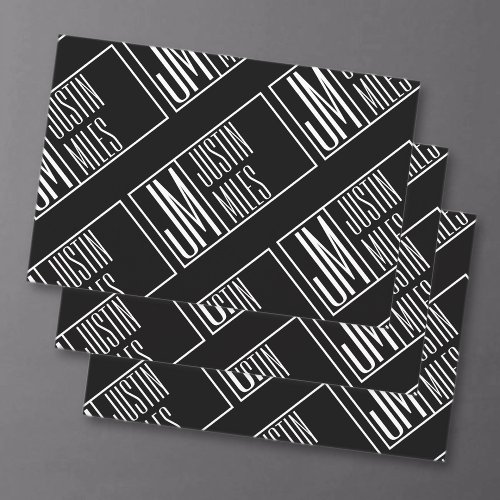 Modern Initials with Name Monogram Pattern Wrapping Paper Sheets