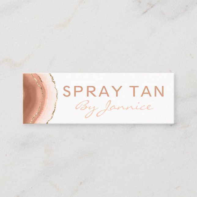 Modern Ink Agate Mobile Spray Tan Mini Business Card (Front)