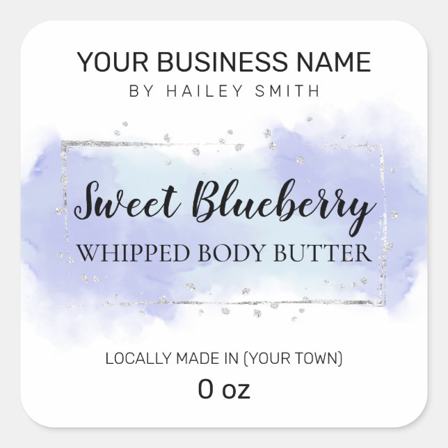 Modern Ink Blue And Silver Whipped Body Butter Square Sticker (Front)