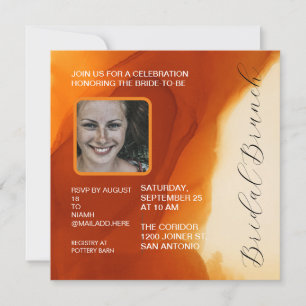 Modern Ink Burnt Orange Bridal Shower Invitation
